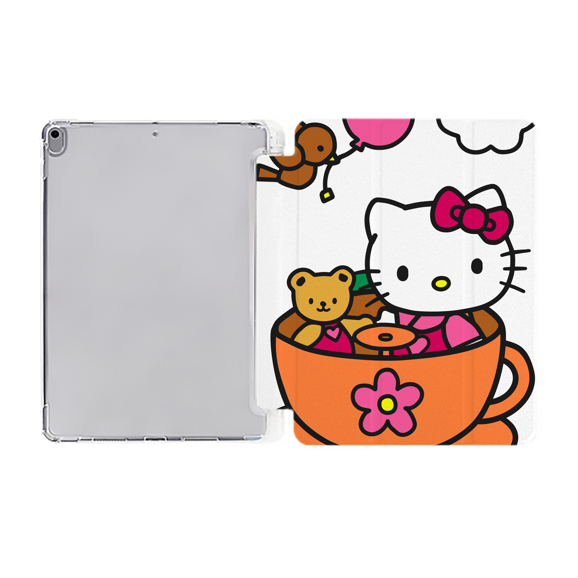（画像用） Hello Kitty ハローキティ IPad ケース ペン収納付き 三つ折りスタンド PUレザー×シリコン 対応機種9.5/10.5/10.9インチ